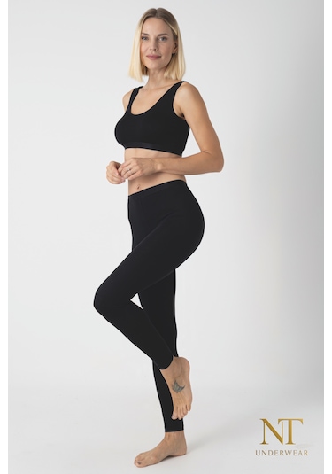 Nt Underwear Kadın Bambu Uzun Tayt Hafif, Rahat, Terletmeyen Siyah