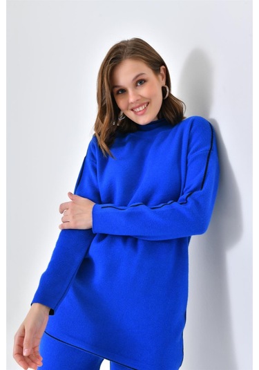 Ftz Women Kadın Çizgili İkili Takım Saks Mavi 20563-saks Mavi Saks Mavi