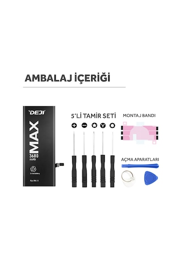 iPhone 11 Uyumlu Batarya Mucize Batarya Deji 3510mAh