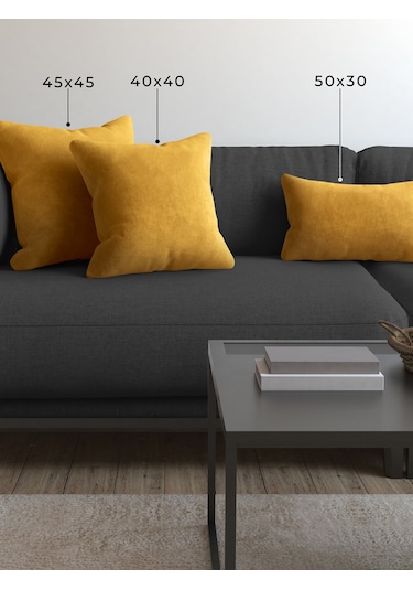 Br Demor Home Soft Series Bal Peteği Sarısı Kırlent, Yastık Kılıfı Bal Peteği Sarısı