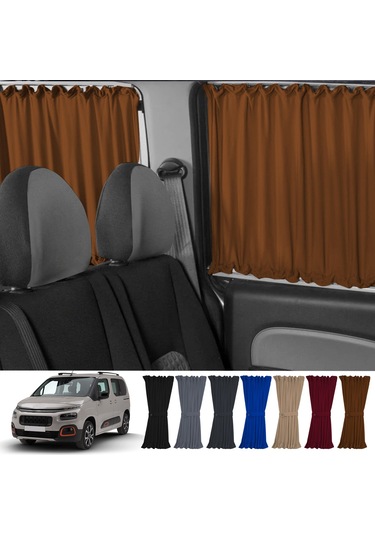Pandami Citroen Berlingo 2.nesil 2008-2018 Uyumlu Taba Raylı Oto Perde Takımı