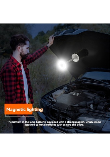 Açık Hava Kamp Feneri 8000mah Şarj Edilebilir Renkli Işıklar Siyah