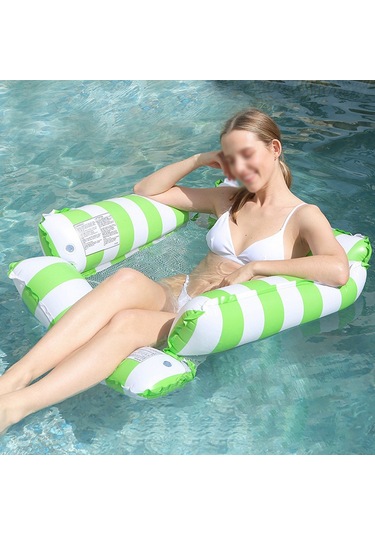 Xindoker 4-yönlü Pvc Su Koltuğu: Ağlı Yatağı, Sandalye, Drifter Ve Egzersiz Koltuğu - Yumuşak Boyun Yastığı İle Tatil Ve Plaj Eğlencesi Pembe Dik Çizgili Pembe