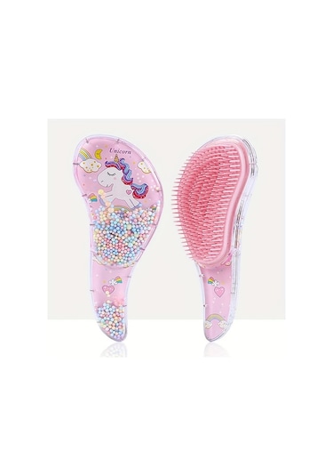 Gateesat Renkli Tek Boynuzlu At Saç Fırçası Kırmızı Küçük Model Tarak Masaj Beşli