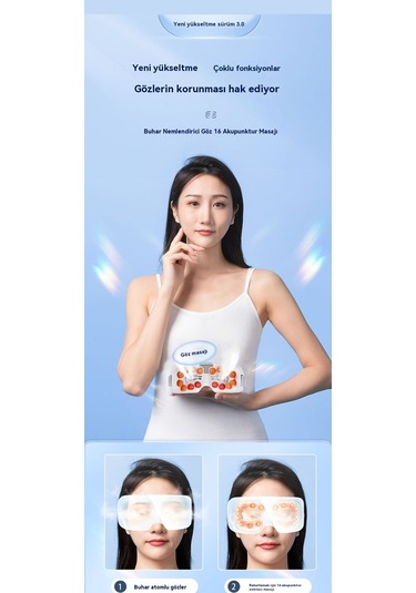 Jian Fan Buharlıgöz Masajı, Atomizyon, Göz Nemlendirici, Sıcak Kompres, Göz Maskesi, Şıllıgöz Göz Masajı, Çocuk Göz Gözü Kusarj Beyaz