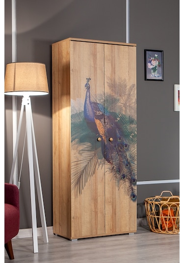 Nora Bird 2 Kapaklı Banyo Mutfak Çok Amaçlı Dolap Açık Kahverengi