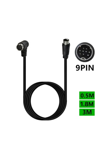 Sones Tek Kavisli Mini Dın 9 Pin Tv Ses Adaptör Kablosu, Uzunluk: 3m Siyah