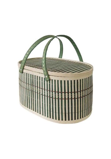 Pazly Suntek Sepet Meyve Kek İçin Ekmek Dokuma Dokuma Bambu Kc Bej - Yeşil