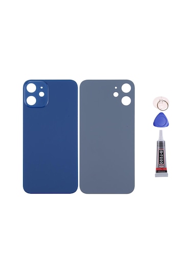Apple Uyumlu iPhone 12 Mavi Arka Kapak Batarya Kapağı Pil Kapağı Yapışkan Ve Sökme Aparatıyla Beraber Full Set Mavi