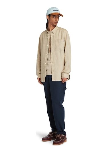 Timberland Tb0a66b9 Linen Chest Pocke Bej Erkek Gömlek Bej