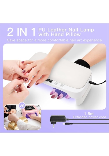 Xurunkeji Kol Dayanaklı Uv Tırnak Lambası, Uv Eldiven, Jel Oje İçin Led Tırnak Işığı, 4 Zamanlayıcılı Katlanabilir Tırnak Kurutucusu, Ab Fişi