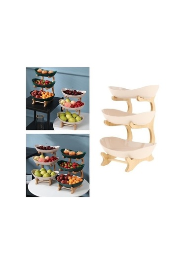 Dancemonkey 3 Katlı Bambu + Plastik Tabağı -bej, Pratik Ve Dayanıklı Bej