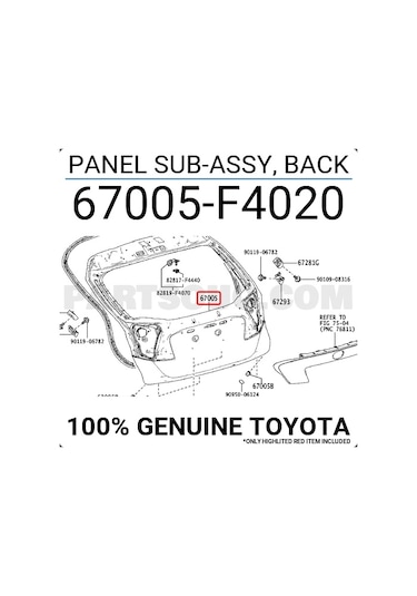 Toyota Chr Bagaj Kapağı 2015- Oem No: 67005f4020