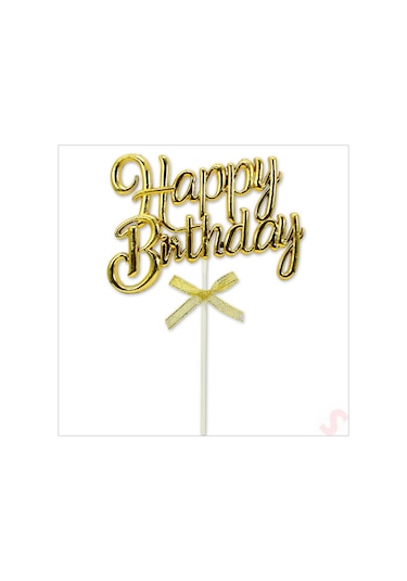 Happy Birthday Pasta Süsü, 23cm X 12,5cm - Altın