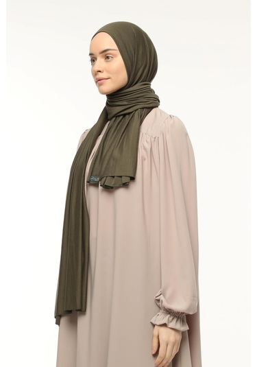 Tesettür Penye Şal Düz Asker Yeşili
