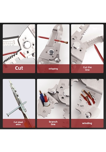 Geeksen Endüstriyel Manuel Elektrikli Tel Soyucu: Çok İşlevli, Tel Soyma-bükme-basma Aracı 092b Dış Yaylı