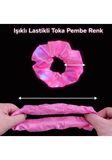 Pembe Renk Led Işıklı Lastikli Saç Tokası Çok Renkli