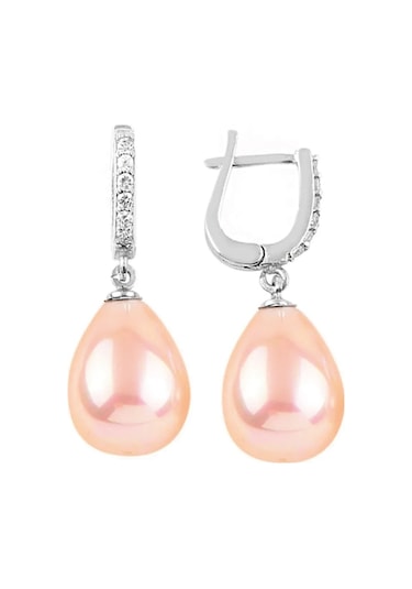 Gümüş Damla Model Kolye Küpe Pembe Inci Set