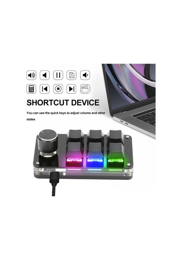 Geeksen Tek Elle Rgb Mekanik Mini Klavye - 6 Tuşlu, 1 Düğmeli, Makro Programlanabilir Usb Klavye