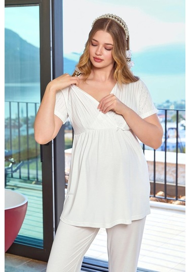 Modadua Aqua 25642 Kadın Pijama Takım Krem