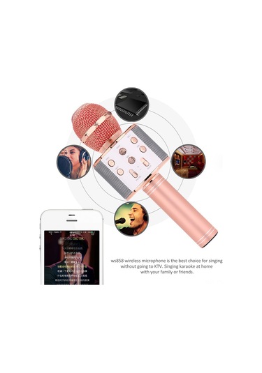 Teltree Ws858 Kablosuz Mikrofon, Bt 4.1 İle Akıllı Telefon İle Canlı Yayın, Karaoke Ve Kayıt İçin Portatif Ses Kartlı Mavi Altın