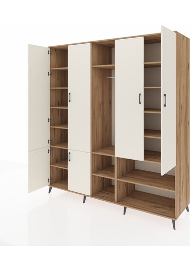 Kronos Dolap 15 Raflı 5 Kapaklı Tek Askılı 220x59x243 Çam-aytaşı/çam Aytası/atlas Çam