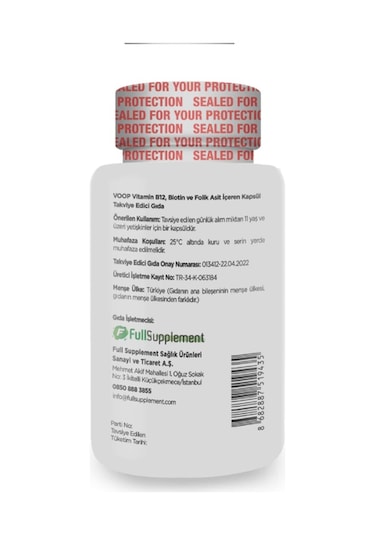 Voop B12 Biotin ve Folik Asit İçeren Takviye Edici Gıda 60 Kapsül