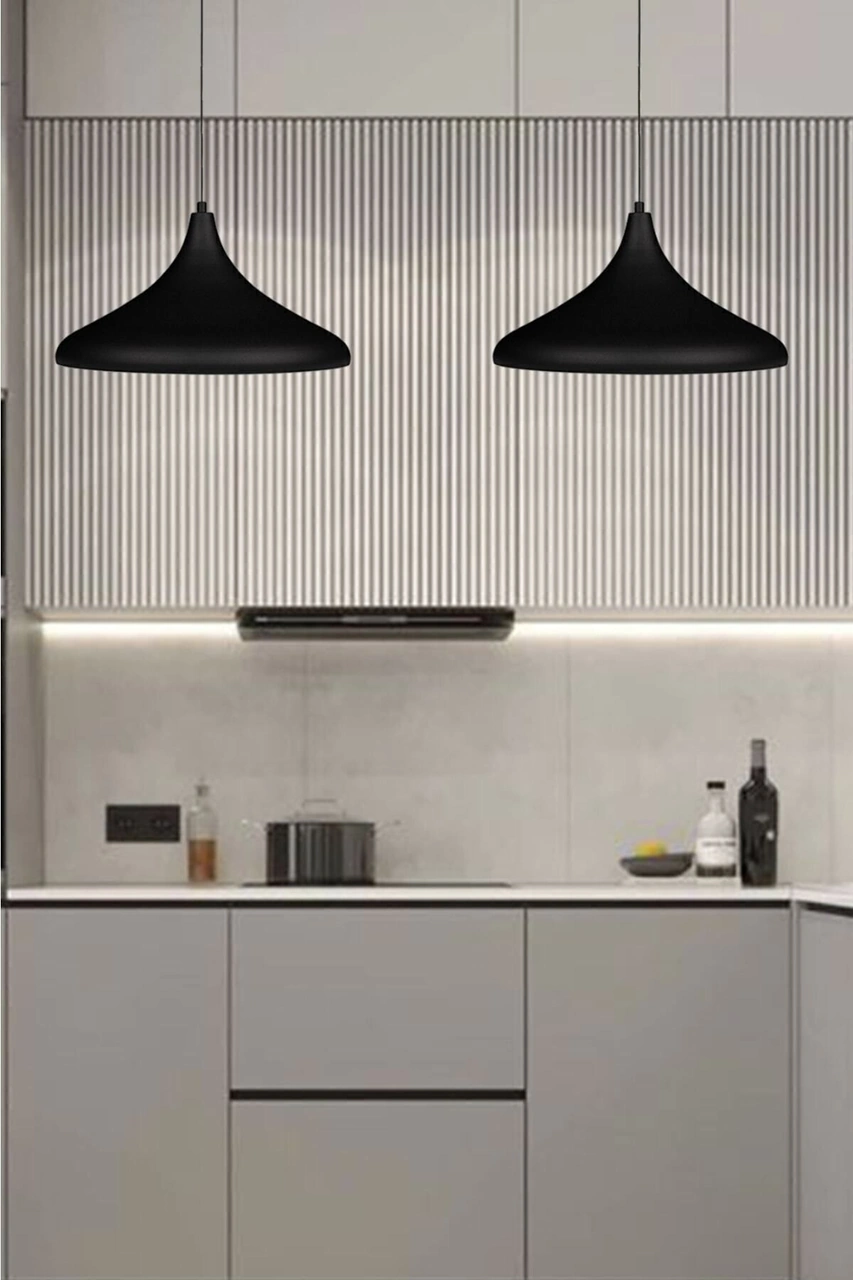 45 Cm Çaplı Champion Xl Siyah Avize Tekli Sarkıt Lamba Ofis Cafe Resepsiyon Mutfak Avizeleri Siyah