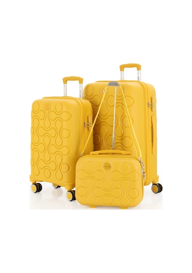 Mçs Polipropilen 3lü Valiz Seti Orta & Kabin & Makyaj V376 S23sy1000052-set 00012 Sarı