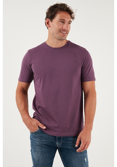 Buratti Pamuklu Regular Fit Bisiklet Yaka Erkek T Shirt 59020204 Mürdüm