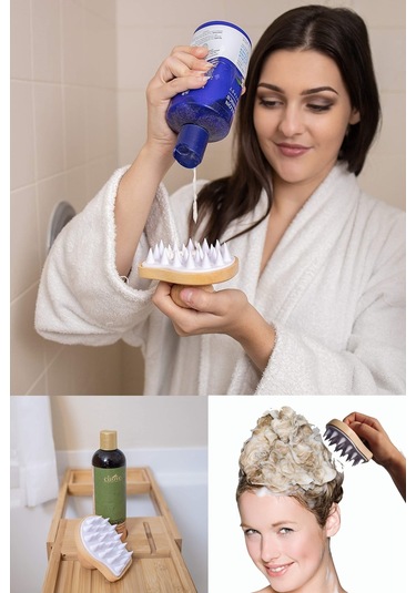 Land Of Myth Yumuşak Dişli Saç Derisi Masaj Şampuan Fırçası-AHŞAP