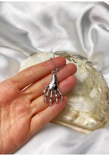 Iskelet El Gotik Kolye Gümüş Kaplama Çok REnkli