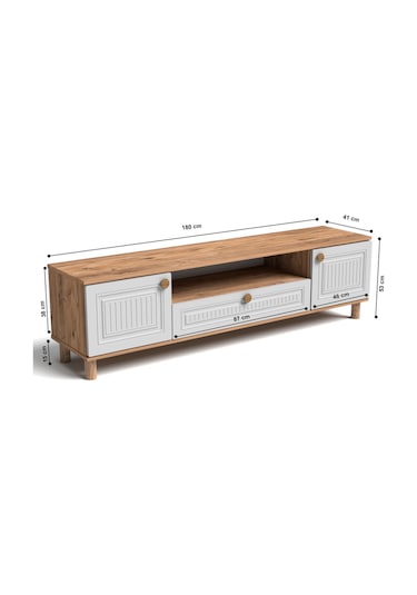 Bohem 180 Cm Mdf Kapak Tv Ünitesi Ceviz - Beyaz