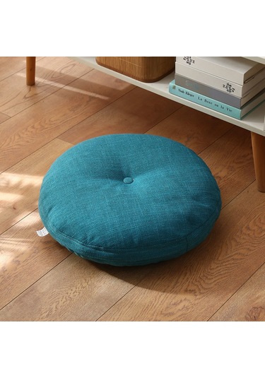 Zemin Koltuk Yastık Düz Renk Meditasyon Yoga İçin Uygun Yuvarlak 50cm-8 Ekru