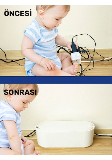 Siyah Kablo Düzenleyici Çoklu Priz Kutusu Kablo Organizer Siyah