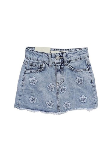Kız Çocuk Yıldız İşlemeli Kot Etek-15823 Mavi