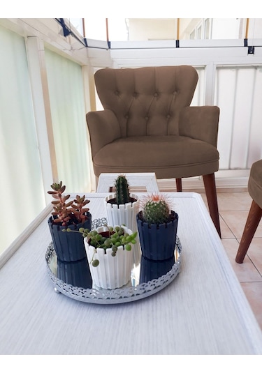 Kayser Home Berjer - Tekli Koltuk - Düz Renk Babyface Kumaş - Ahşap Ceviz Ayak - Kahverengi Kahverengi