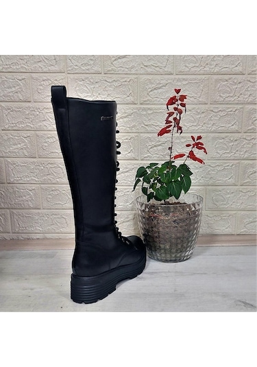 Pierre Cardin 52444 Siyah Fermuarlı Bağacaklı 41cm Bayan Çizme 001