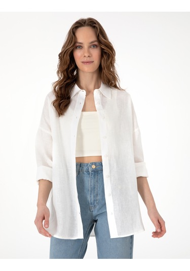 Pierre Cardin Kadın Beyaz Gömlek Desenli 50301078-vr013 Beyaz