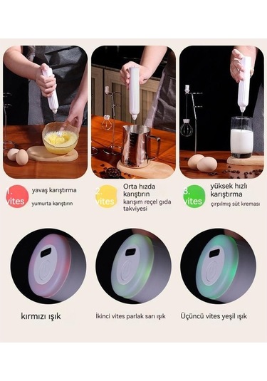 Fastbuy Mini Süt Köpürtücü, El Tipi Elektrikli Çırpıcı, Sıcak Soğuk Karıştırıcı, Otomatik Fırçalı Frother Beyaz Beyaz