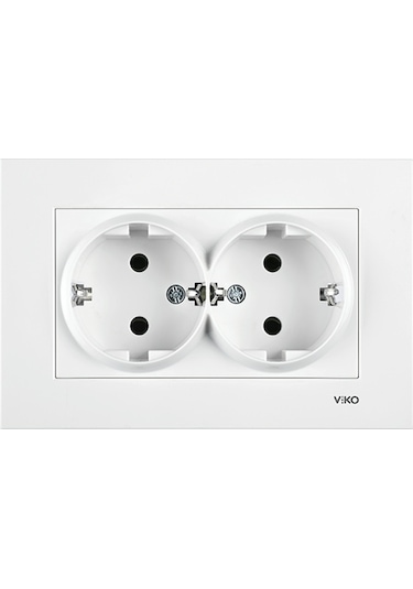 Viko Karre İkili Topraklı Priz Çerçeveli Beyaz