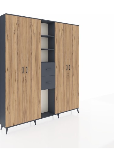 Arges Dolap 15 Raflı 2 Çekmeceli 4 Kapaklı 220x30x243 Antrasit-çam/antrasit Atlas Çam/antrasıt Arges Dolap 15 Raflı 2 Çekmeceli 4 Kapaklı 220x30x243 Antrasit-çam/antrasit Atlas Çam/antrasıt