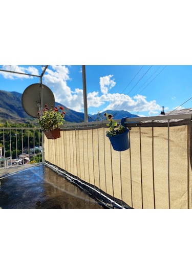 Morilu Çit Filesi - Gölgelik File - 95'Lik Şeritli Halkalı - Krem - Gölgelik Tente - Araba Güneşlik - Çit Örtüsü