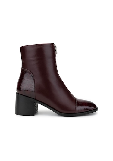 Tamer Tanca Kadın Hakiki Deri Bordo Topuklu Bot 1081 555 Bn Bot Sk24-25 Brd Dr/ptk Bsk Bordo