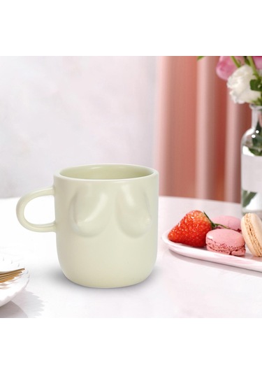 Suntek Kadın Vücut Sanatı Seramik Su Bardağı 300 Gri-beyaz Gri Beyaz