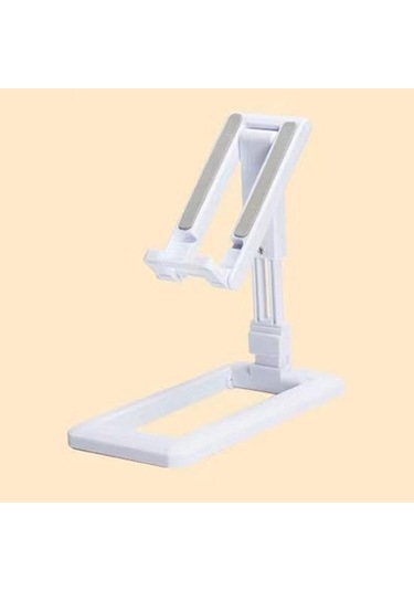 Beyaz Cep Telefonu Tutucu Sabit Katlanabilir Döner Şarj Kaymaz Delik Çift Eksenli Telefon Standı Kompakt Telefon