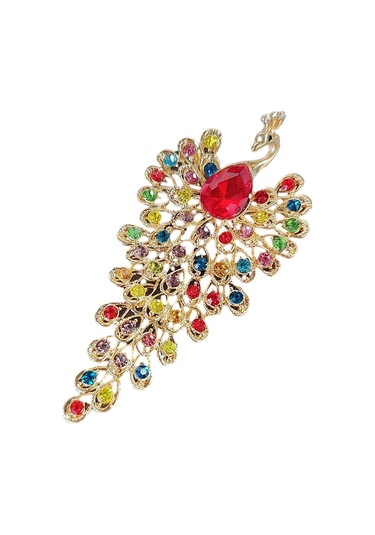 Mufunye Yeşil Yaprak Desenli Kadınlar İçin Şık Broş Aksesuarı Mavi