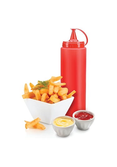 Ketçap Şişesi - 1000ml Dev Boy Kırmızı Renkli