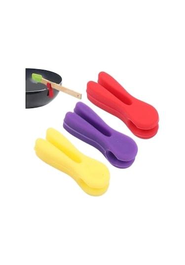 Silikon Tava Kaşık Tutacağı 3 Lü Paket Çok Renkli