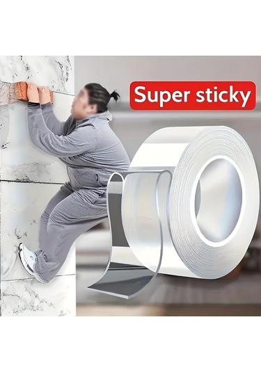 Willowhaven 1 Rulo Çift Taraflı Nano Bant Ekstra Güçlü Yapışkan Şeffaf Çok Amaçlı